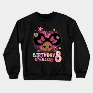 Birthday princess with afro girl 8th birthday party outfit birthday girl Peekaboo Girl tee 8th birthday Afro Girl Black Girl tee copy Crewneck Sweatshirt